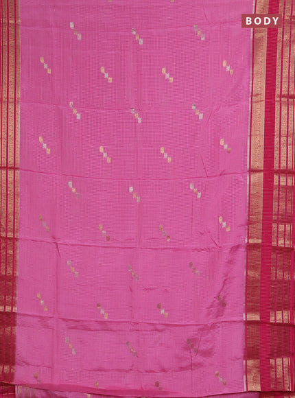 Semi mysore silk saree pink and dark pink with allover zari checks & buttas and zari woven border