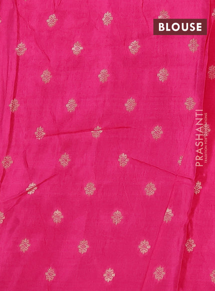 Semi mysore silk saree pink and dark pink with allover zari checks & buttas and zari woven border