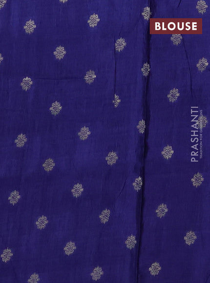 Semi mysore silk saree teal green and blue with allover zari checks & buttas and zari woven border