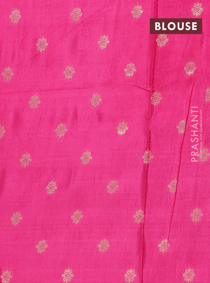 Semi mysore silk saree red and pink with allover zari checks & buttas and zari woven border