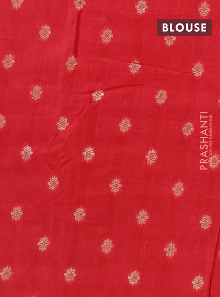 Semi mysore silk saree mustard yellow and red with allover zari checks & buttas and zari woven border