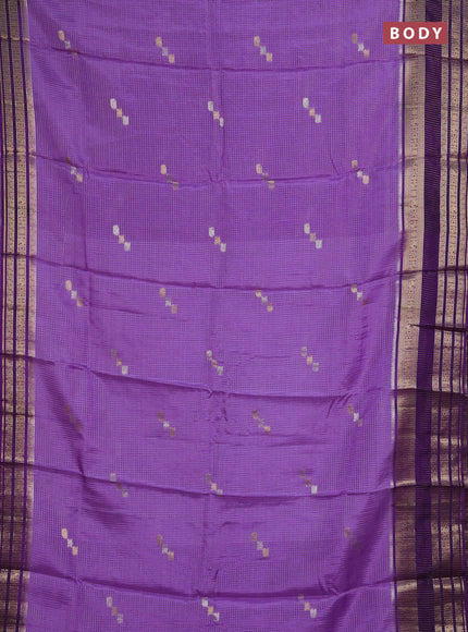 Semi mysore silk saree lavender and purple with allover zari checks & buttas and zari woven border