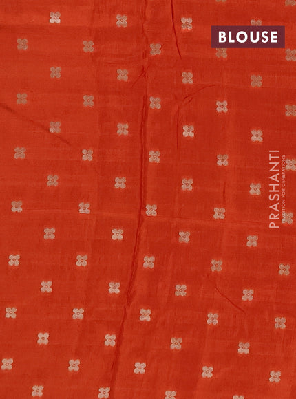Semi mysore silk saree pink and orange with allover zari checks & buttas and long zari woven border
