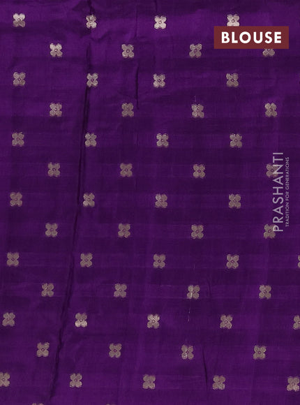 Semi mysore silk saree lavender and violet with allover zari checks & buttas and long zari woven border