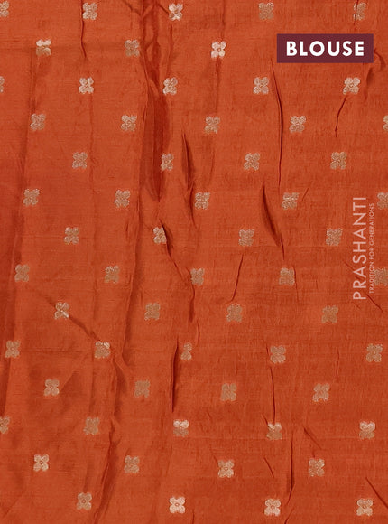Semi mysore silk saree brown and rust shade with allover zari checks & buttas and long zari woven border