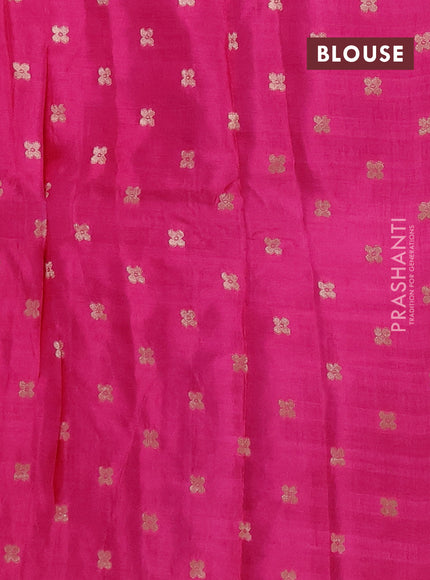 Semi mysore silk saree llight pink and pink with allover zari checks & buttas and long zari woven border