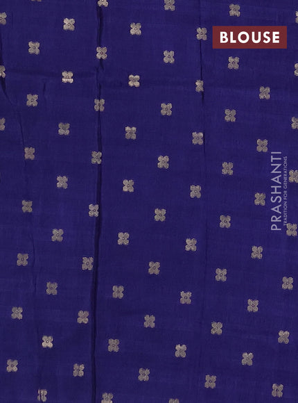 Semi mysore silk saree teal green and blue with allover zari checks & buttas and long zari woven border