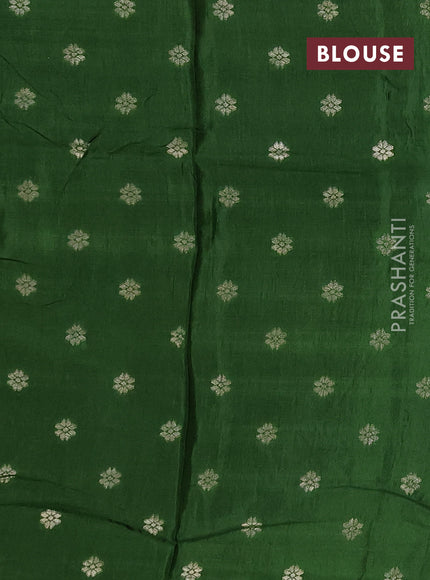 Semi mysore silk saree light green and green with allover zari checks & buttas and long zari woven border