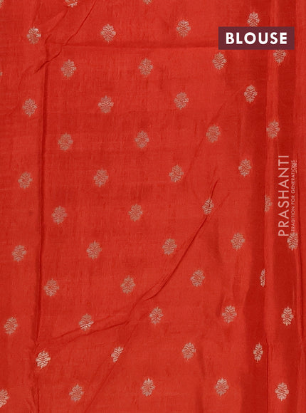 Semi mysore silk saree pink and orange with allover zari checks & buttas and long zari woven border