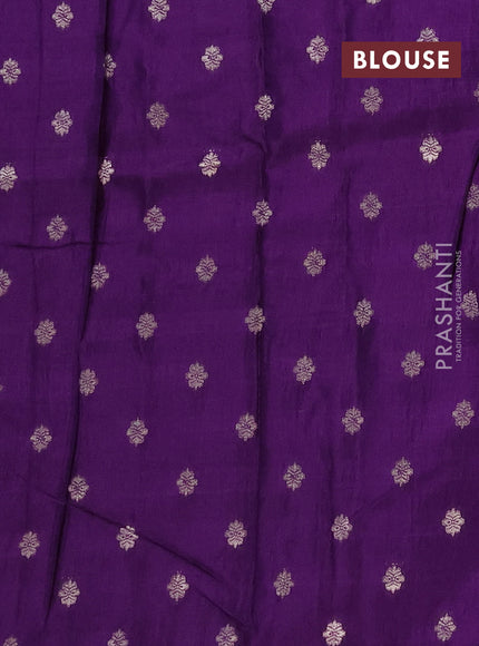 Semi mysore silk saree lavender and violet with allover zari checks & buttas and long zari woven border
