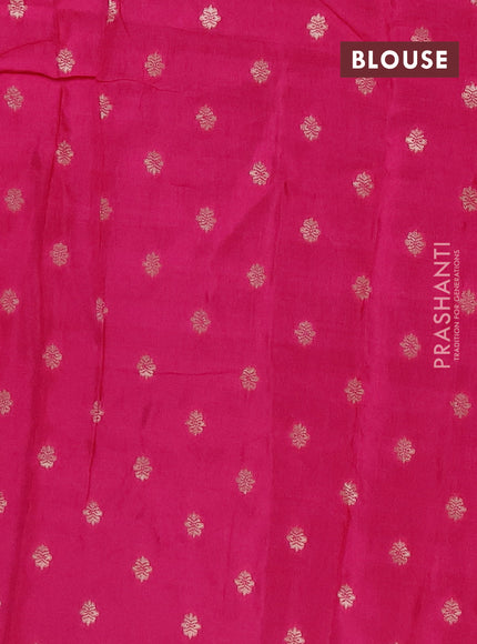 Semi mysore silk saree light green and pink with allover zari checks & buttas and long zari woven border
