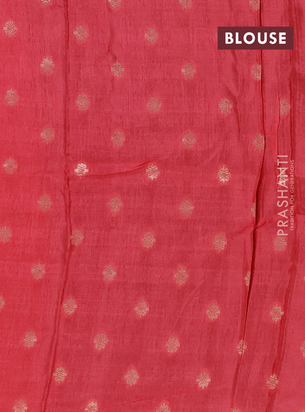 Semi mysore silk saree purple and peach pink with allover zari checks & buttas and long zari woven border