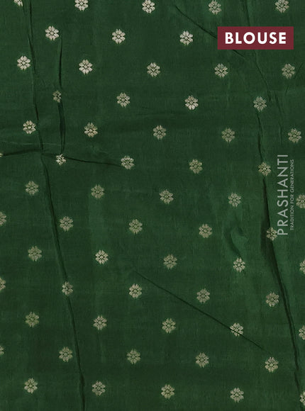 Semi mysore silk saree red and green with allover zari checks & buttas and long zari woven border