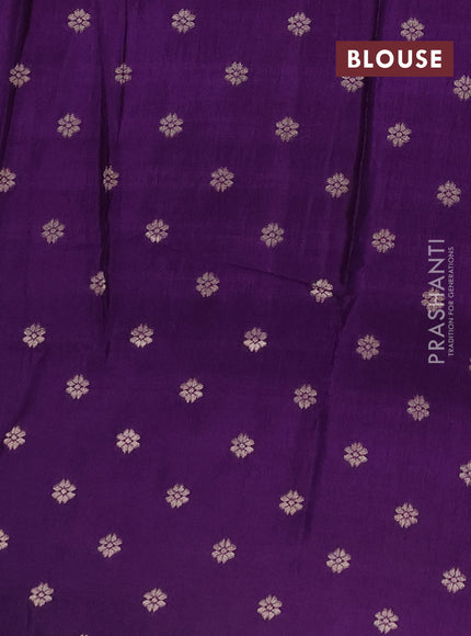 Semi mysore silk saree lavender and purple with allover zari checks & buttas and long zari woven border