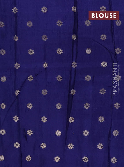Semi mysore silk saree teal green and blue with allover zari checks & buttas and long zari woven border