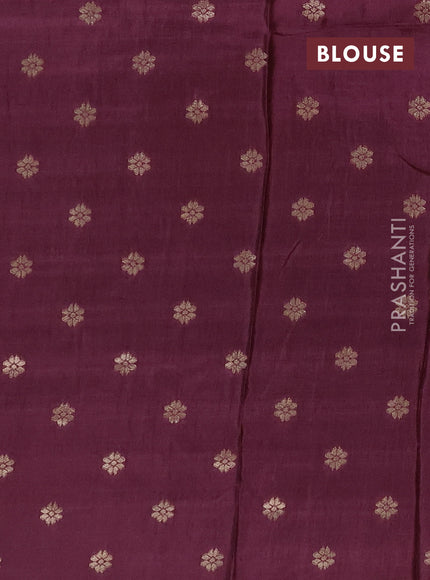 Semi mysore silk saree brown and wine shade with allover zari checks & buttas and long zari woven border