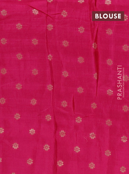 Semi mysore silk saree light pink and pink with allover zari checks & buttas and long zari woven border