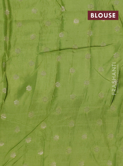 Semi mysore silk saree bottle green and lime green with allover zari checks & buttas and long zari woven border