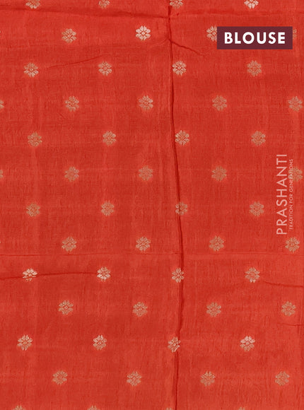 Semi mysore silk saree pink and orange with allover zari checks & buttas and long zari woven border