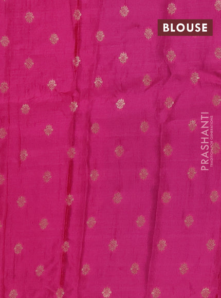Semi mysore silk saree green and pink with allover zari checks & buttas and rettapet zari woven border