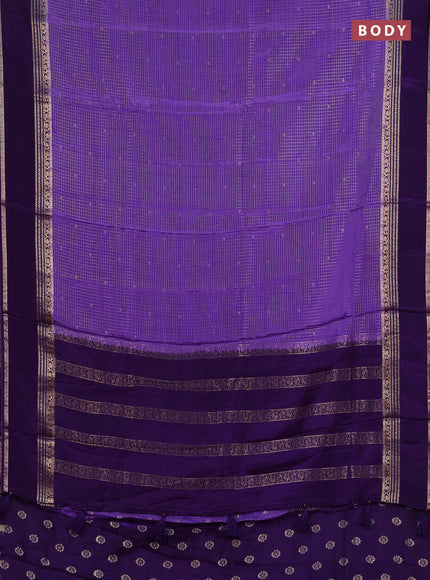 Semi mysore silk saree lavender and violet with allover zari checks & buttas and rettapet zari woven border