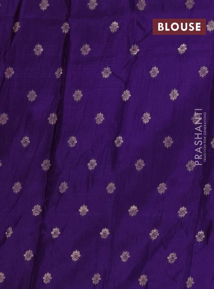 Semi mysore silk saree lavender and violet with allover zari checks & buttas and rettapet zari woven border