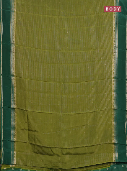 Semi mysore silk saree light green and green with allover zari checks & buttas and rettapet zari woven border