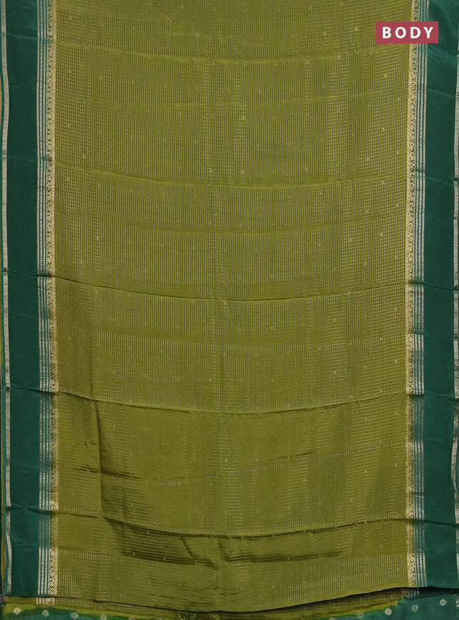 Semi mysore silk saree light green and green with allover zari checks & buttas and rettapet zari woven border