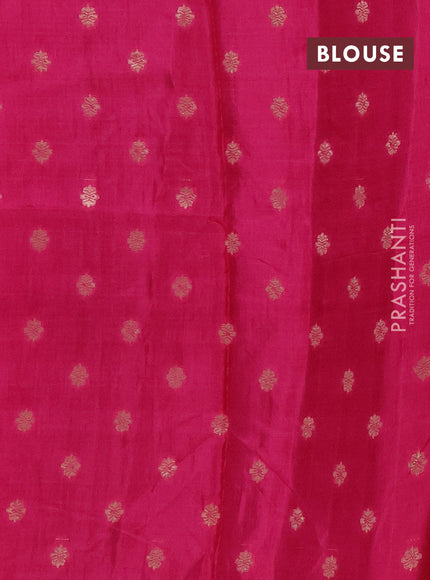 Semi mysore silk saree orange and pink with allover zari checks & buttas and rettapet zari woven border