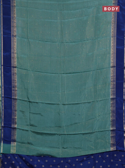Semi mysore silk saree pastel green and blue with allover zari checks & buttas and rettapet zari woven border