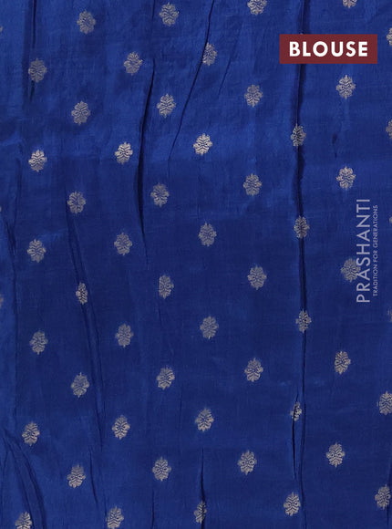 Semi mysore silk saree pastel green and blue with allover zari checks & buttas and rettapet zari woven border