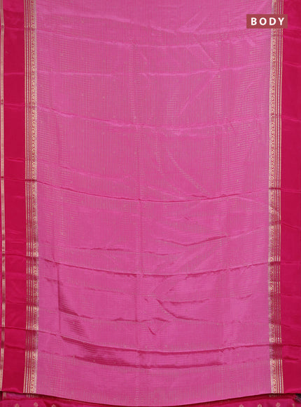 Semi mysore silk saree lotus pink and pink with allover zari checks & buttas and rettapet zari woven border
