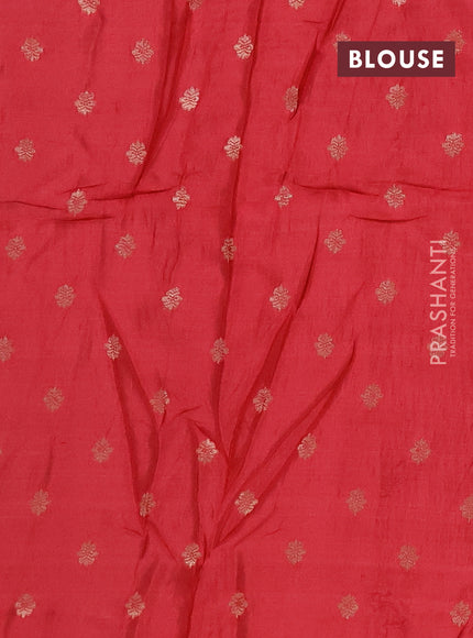 Semi mysore silk saree off white and red with allover zari checks & buttas and rettapet zari woven border