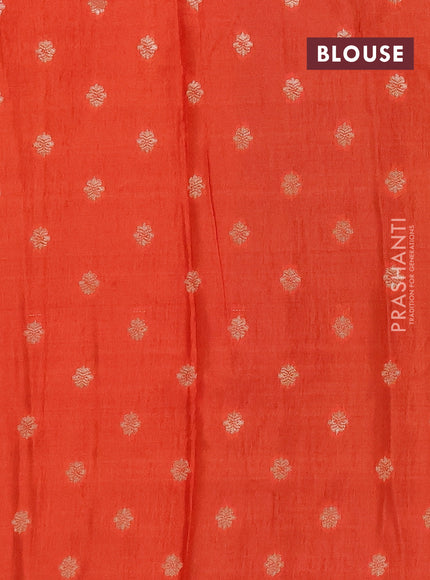 Semi mysore silk saree coffee brown and orange with allover zari checks & buttas and rettapet zari woven border