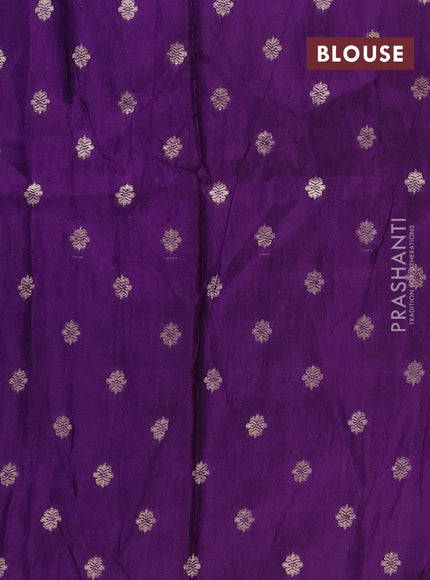 Semi mysore silk saree mustard yellow and violet with allover zari checks & buttas and rettapet zari woven border