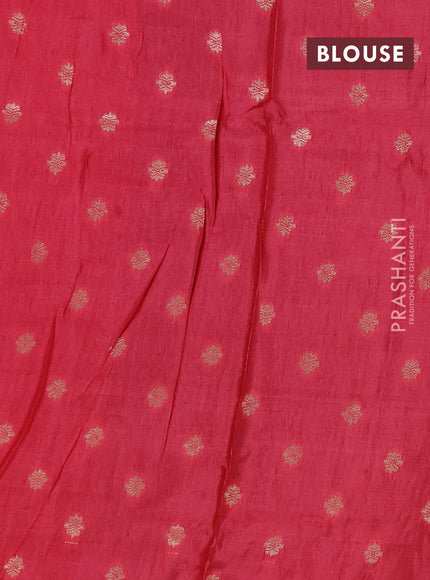 Semi mysore silk saree deep purple and peach pink with allover zari checks & buttas and rettapet zari woven border