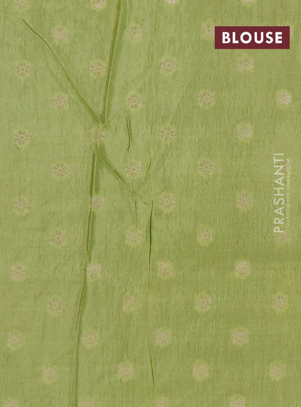 Semi mysore silk saree deep purple and lime green with allover zari checks & buttas and rettapet zari woven border