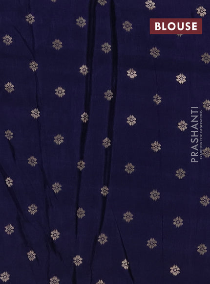 Semi mysore silk saree teal green and navy blue with allover zari checks & buttas and rettapet zari woven border