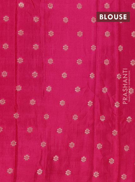Semi mysore silk saree rust shade and pink with allover zari checks & buttas and rettapet zari woven border