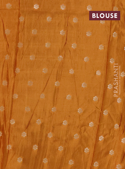 Semi mysore silk saree purple and mustard yellow with allover zari checks & buttas and rettapet zari woven border