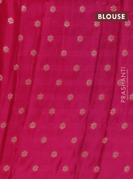 Semi mysore silk saree bottle green and pink with allover zari checks & buttas and rettapet zari woven border