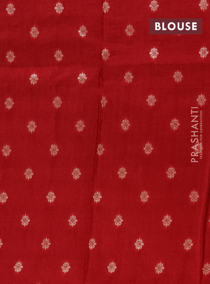 Semi mysore silk saree black and maroon with allover zari checks & buttas and zari woven border