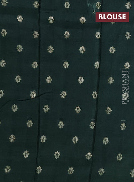 Semi mysore silk saree pista green and green with allover zari checks & buttas and zari woven border