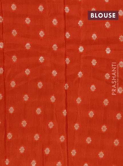 Semi mysore silk saree brown and orange with allover zari checks & buttas and zari woven border