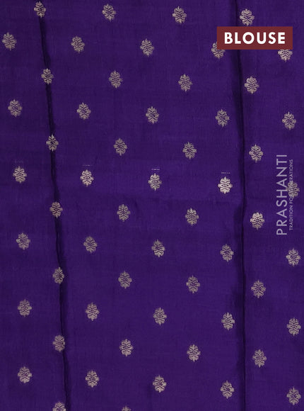 Semi mysore silk saree green and violet with allover zari checks & buttas and zari woven border