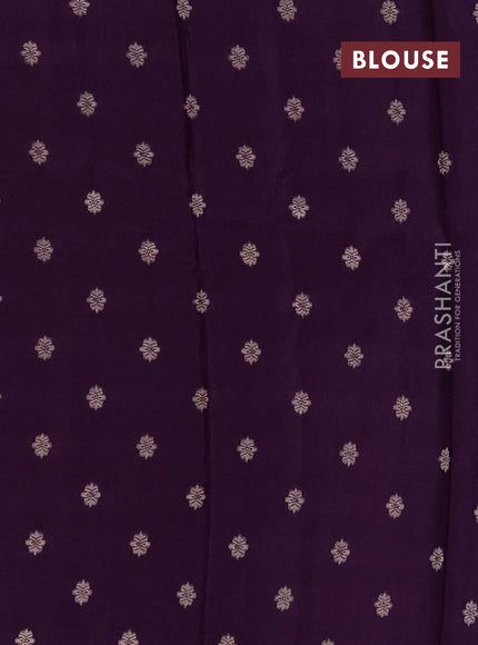 Semi mysore silk saree mustard yellow and purple with allover zari checks & buttas and zari woven border