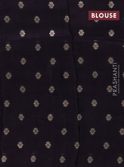 Semi mysore silk saree maroon and navy blue with allover zari checks & buttas and zari woven border