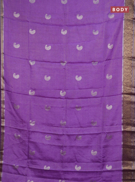 Semi mysore silk saree lavender and purple with allover zari checks & buttas and zari woven border