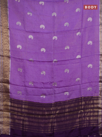 Semi mysore silk saree lavender and purple with allover zari checks & buttas and zari woven border