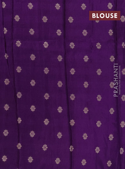 Semi mysore silk saree lavender and purple with allover zari checks & buttas and zari woven border